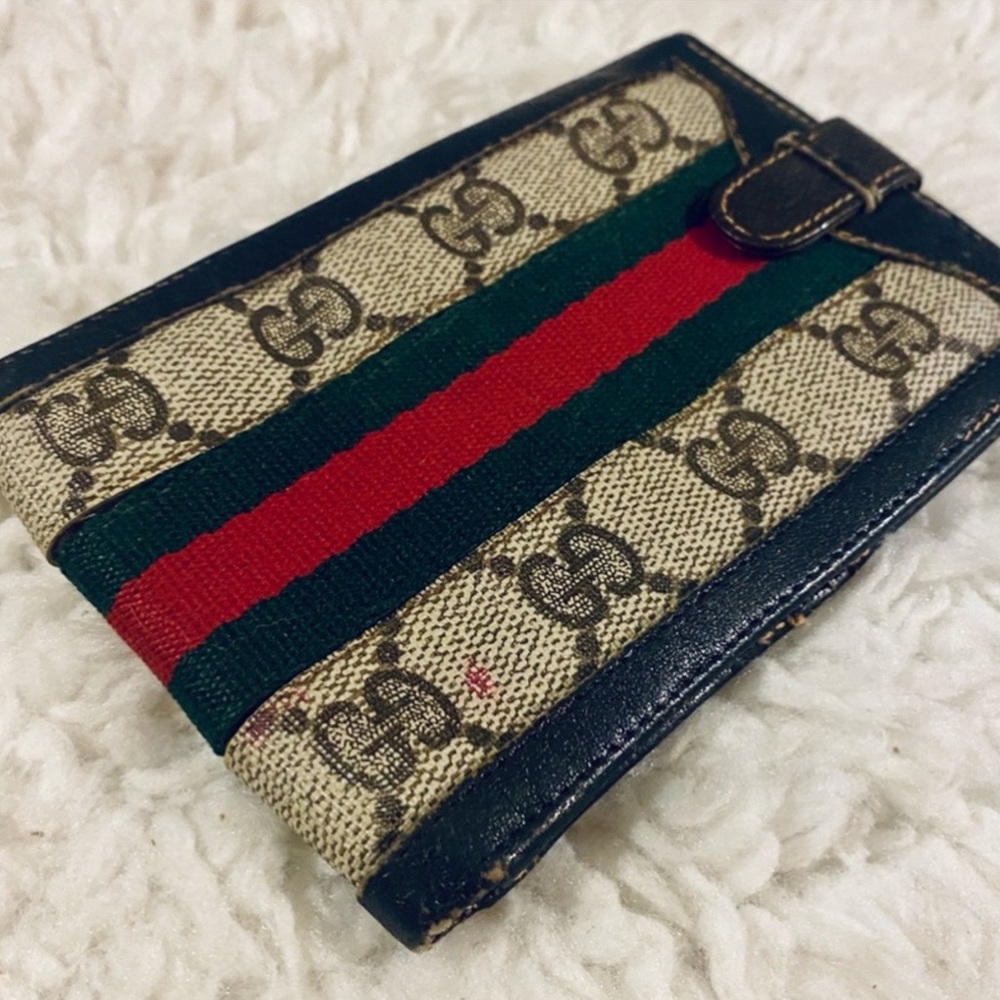 L🥰W Start Vintage GUCCI  Coated
Canvas Leather Mens Wallet Stripe